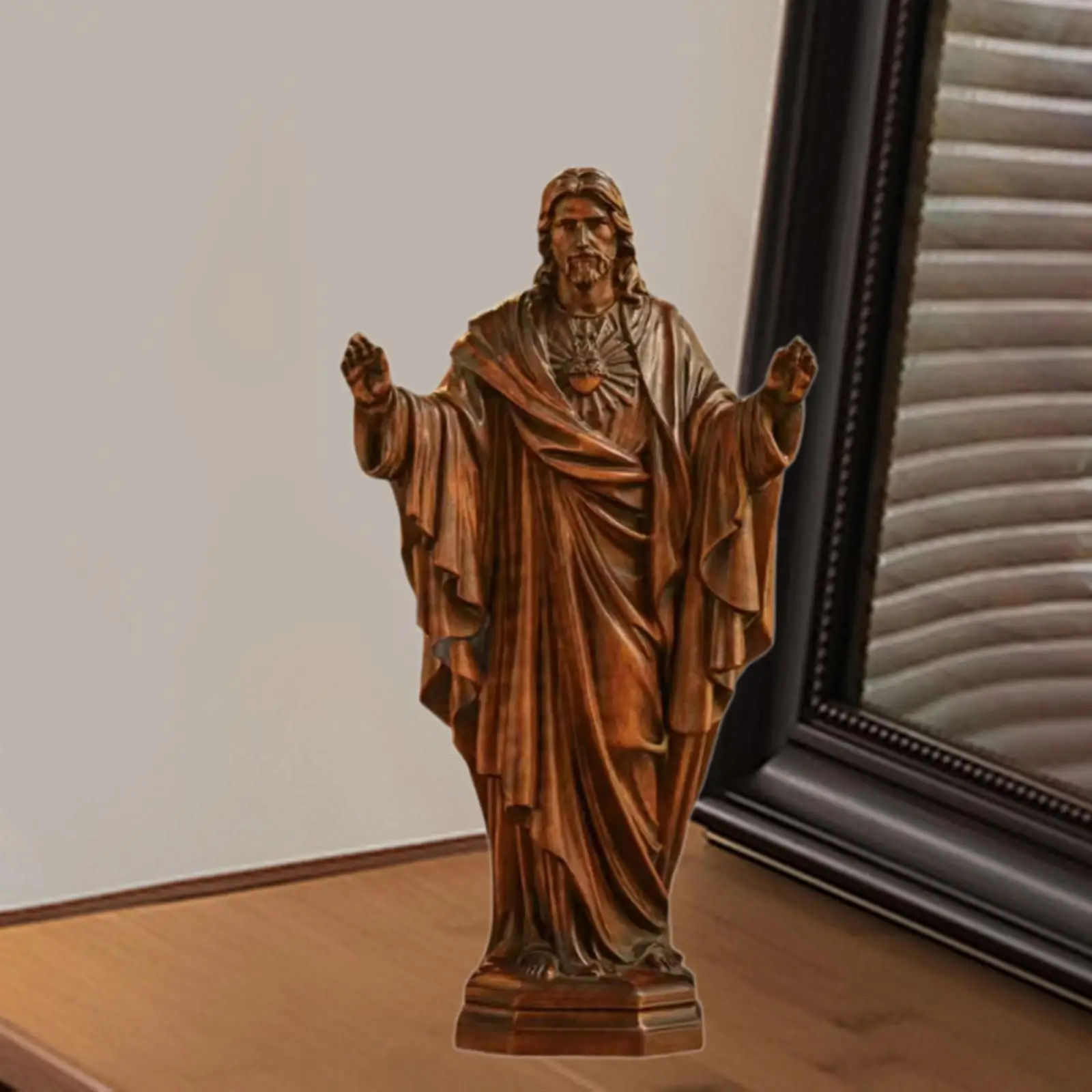 

Jesus Holy Statue Desktop Ornament Carved Wood Sculpture Christmas Decoration