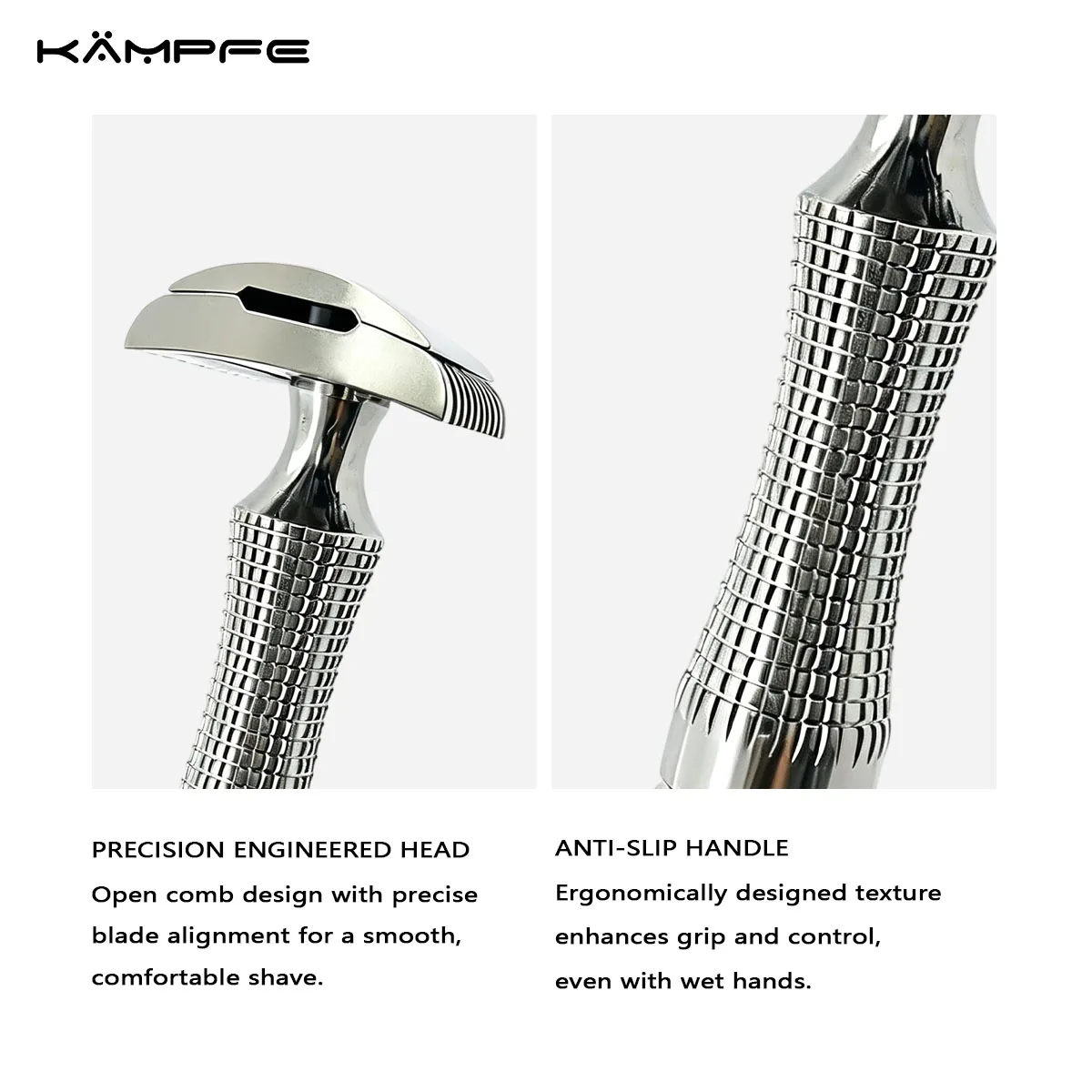 KAMPFE Stainless Steel /Titanium Safety Razor CNC Precision Machined Double Edge Manual Razor Smooth Wet Shaving for Men