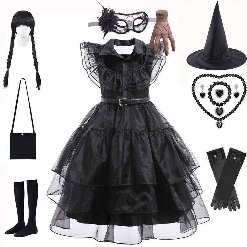 Girls christesday prom ball gown releaser cosplay kids witch dress for Halloween carnival rode play exact days dress