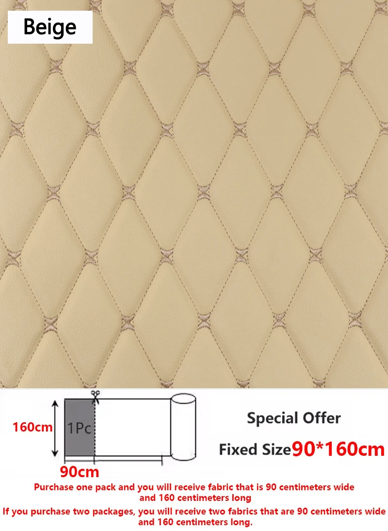 45/90 x 160 cm Sonderangebot bestickter karierter Stoff, Schwamm-Zwischenschicht-Lederstoffe für die Dekoration des Autos im Sitzkissen