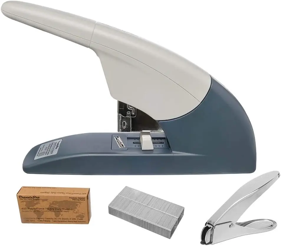 

Heavy Duty Flat Clinch Office Stapler, Handles 20-175 Sheets with 3/4" Staples, Includes 400 Staples and Remover