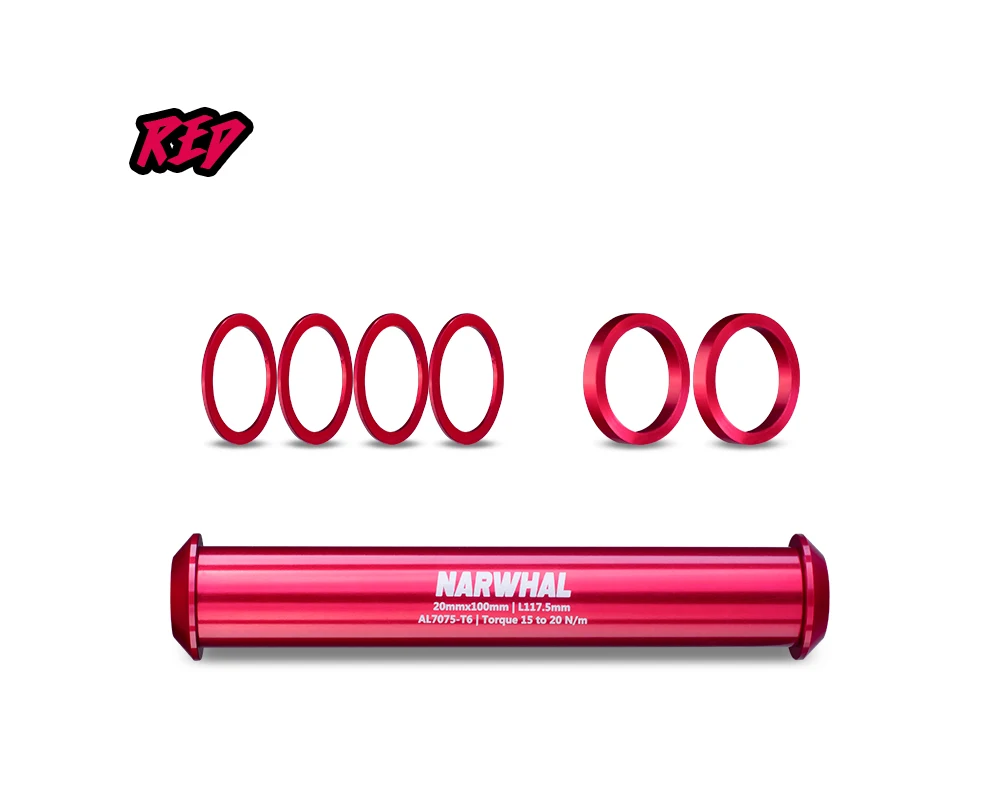 Gateshark Narwhal 20mm Steckachse Vorne 7075 Eloxiert Schwarz Rot Lila Orange Grün Blau für Racing BMX 117,5mm Innendurchmesser – Detail 6