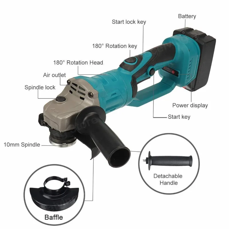 Amoladora ángulo impacto sin escobillas, herramienta eléctrica bricolaje, pulidora para batería Makita, 1200W, 125mm