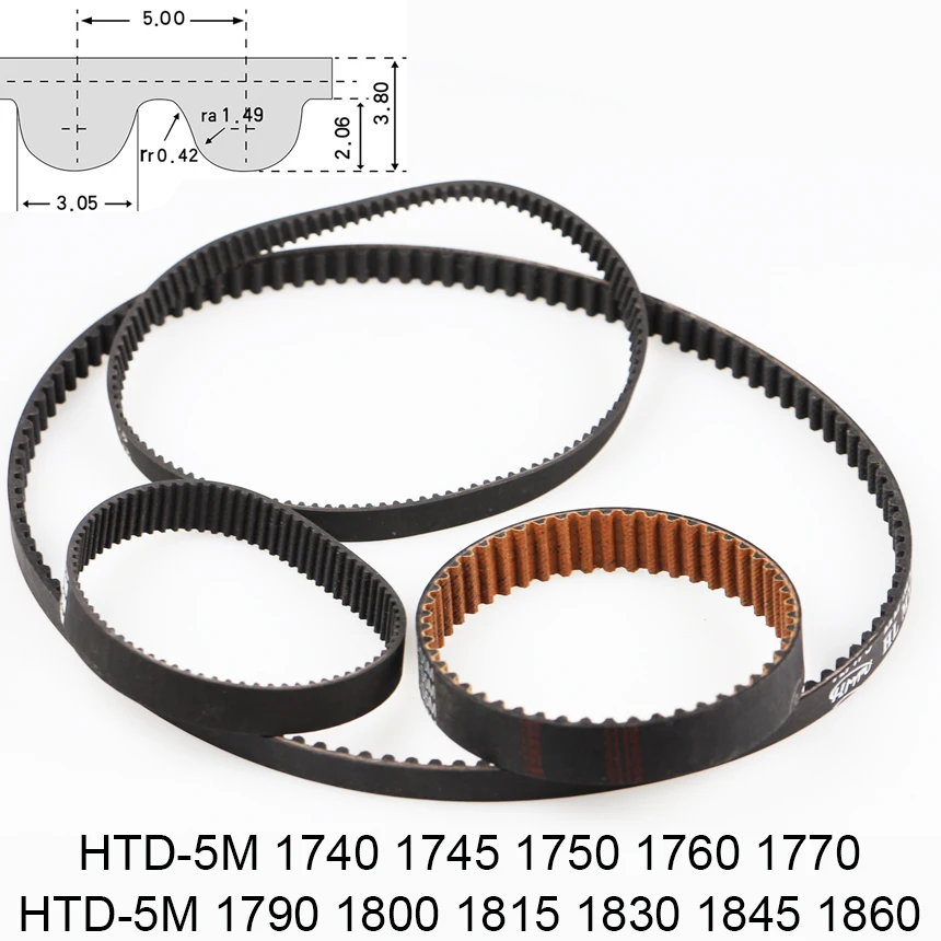 HTD 5M 1870 1875 1880 1890 1895 1900 1915 1920 1930 1940 1945 5mm Pitch Rubber Curved ARC Teeth Cogged Synchronous Timing Belt