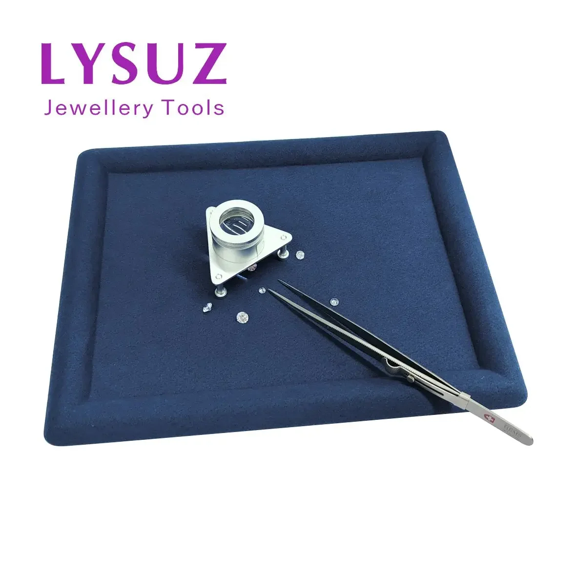 الأحجار الكريمة الماس اللؤلؤ الأزرق البليت ستوكات ارتداء مقاومة متجر المجوهرات تحديد صينية العرض #2