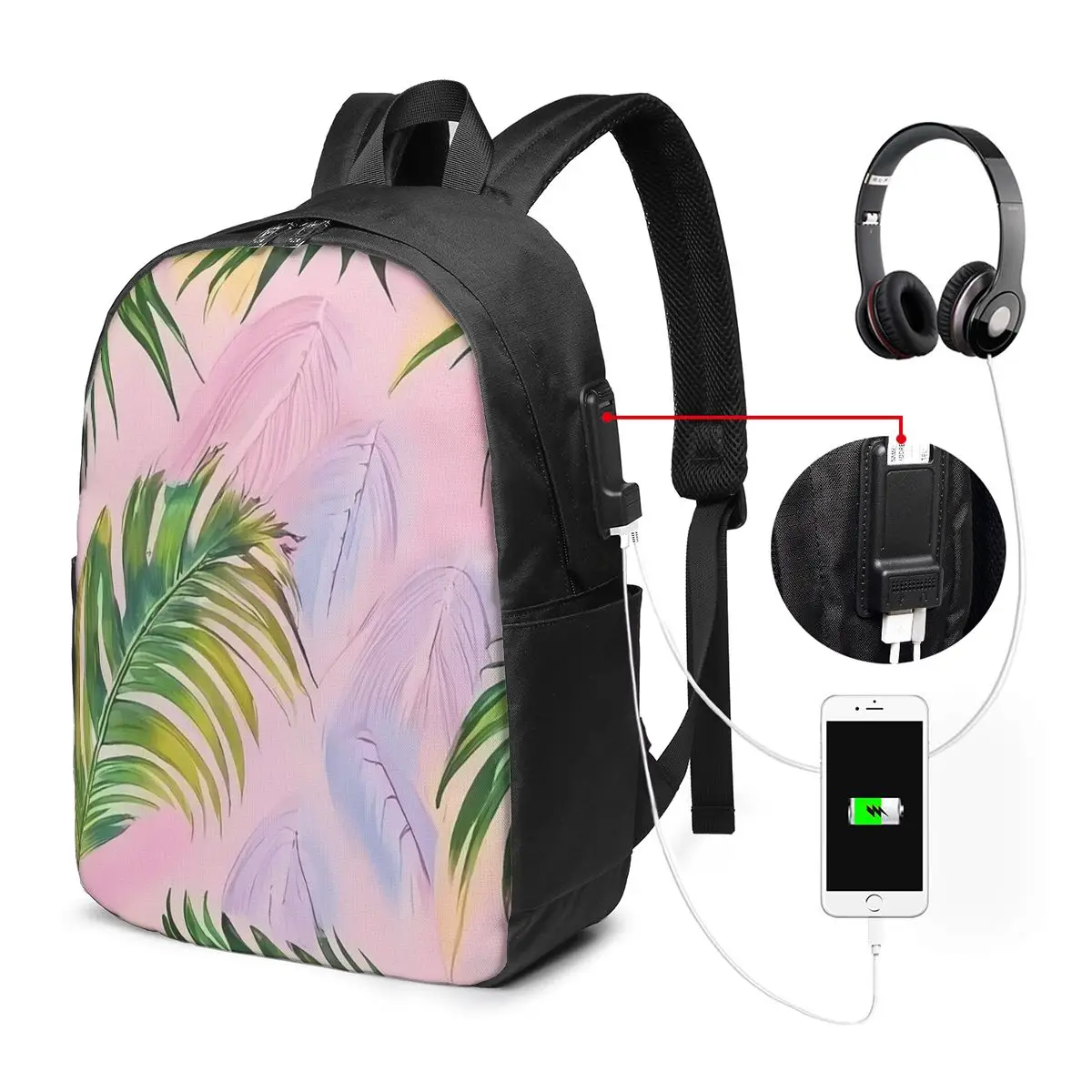 Tropical Palm Leaves Foliage Backpack Travel Notebook Bag Computer College Student School Bag Laptop Shoulder Bags for Men Women