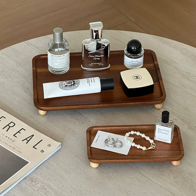 Vintage Solid Wood Aroma Tray Jewelry Tray Perfume Shelf Entryway Key Storage Tray Wood Storage Ornament