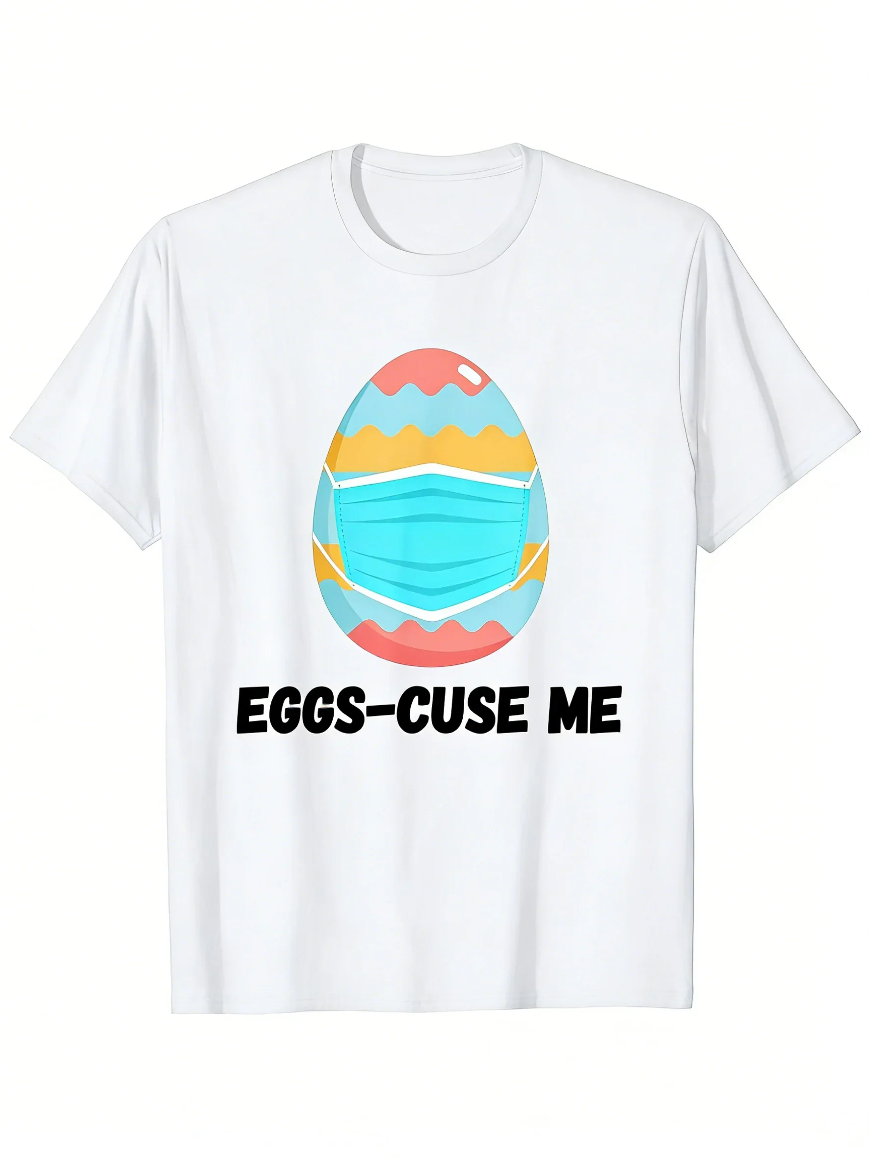 Summer New Fun Easter Egg Personalized Graphic Print Premium Men's Short Sleeve Crew Neck Comfortable Loose Tee
