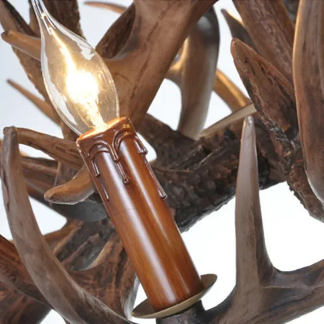 

Retro Candle Antler Chandelier Lighting Resin Deer Horn Lamps Home Decoration Lighting E14 110-240V