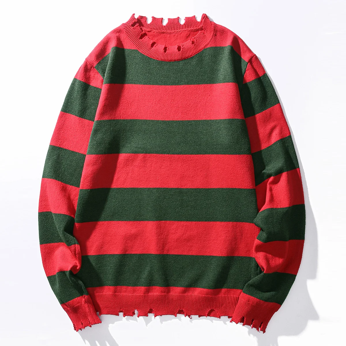 Men's New Autumn and Winter Warm Knitwear, Pullover Striped Knit Sweater