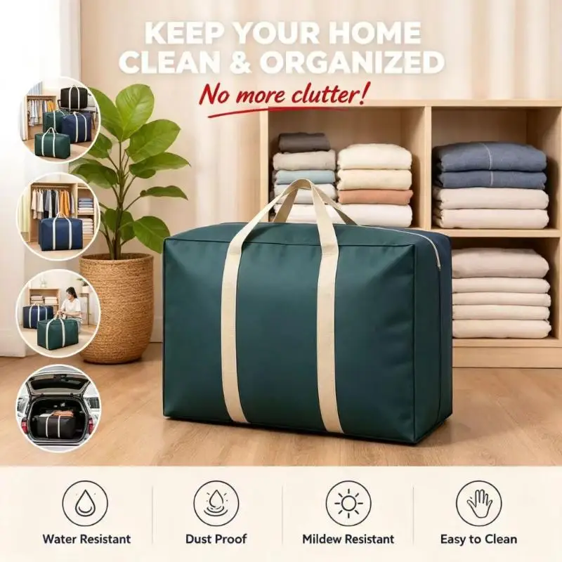 Large Capacity Moving Bag Storage Oxford Cloth Luggage Bag Clothes Quilt Packaging Bag Waterproof