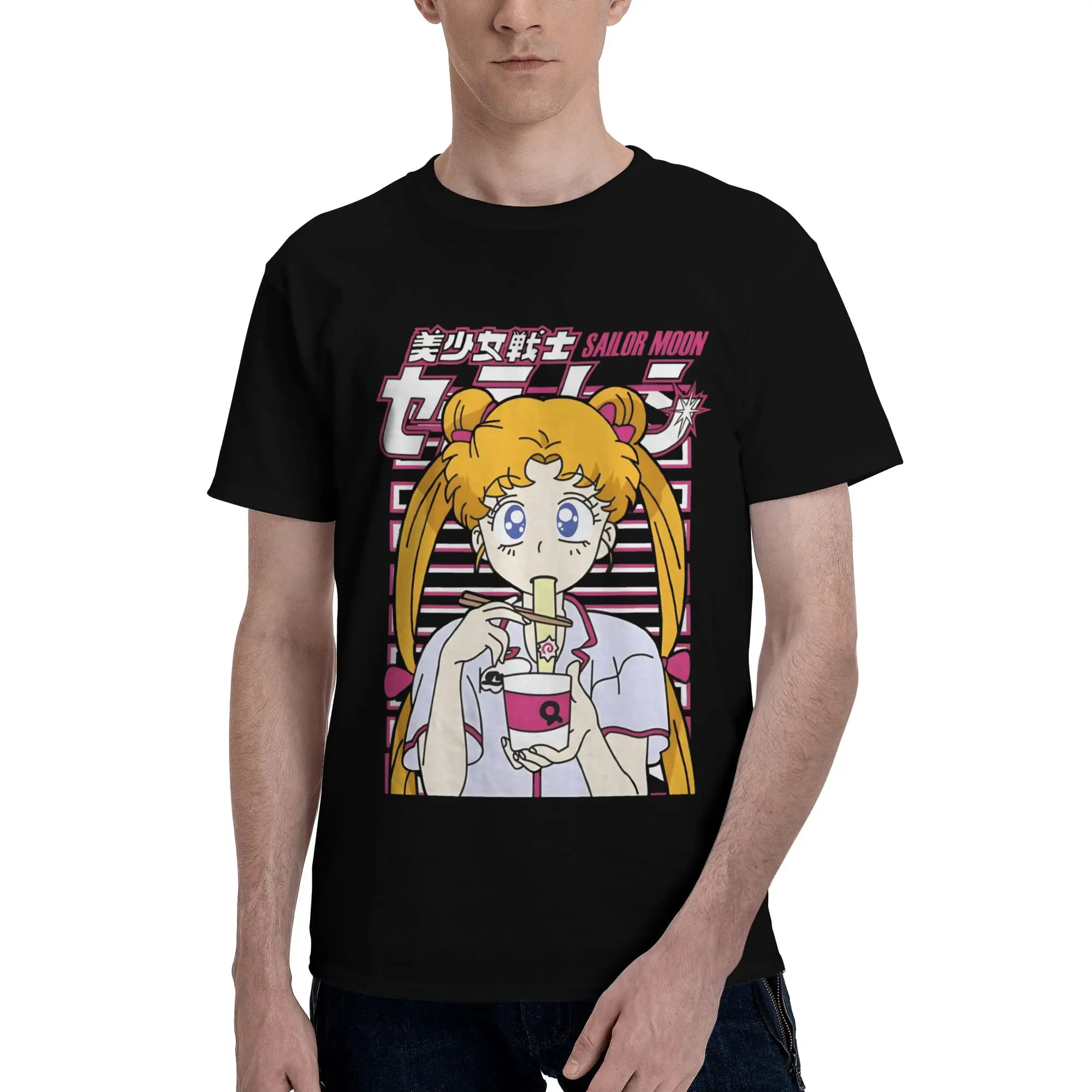 Usagi Tsukino Graphic Funny 100% Cotton T-Shirt Bandai Sailor Moon Tees Tops For Men