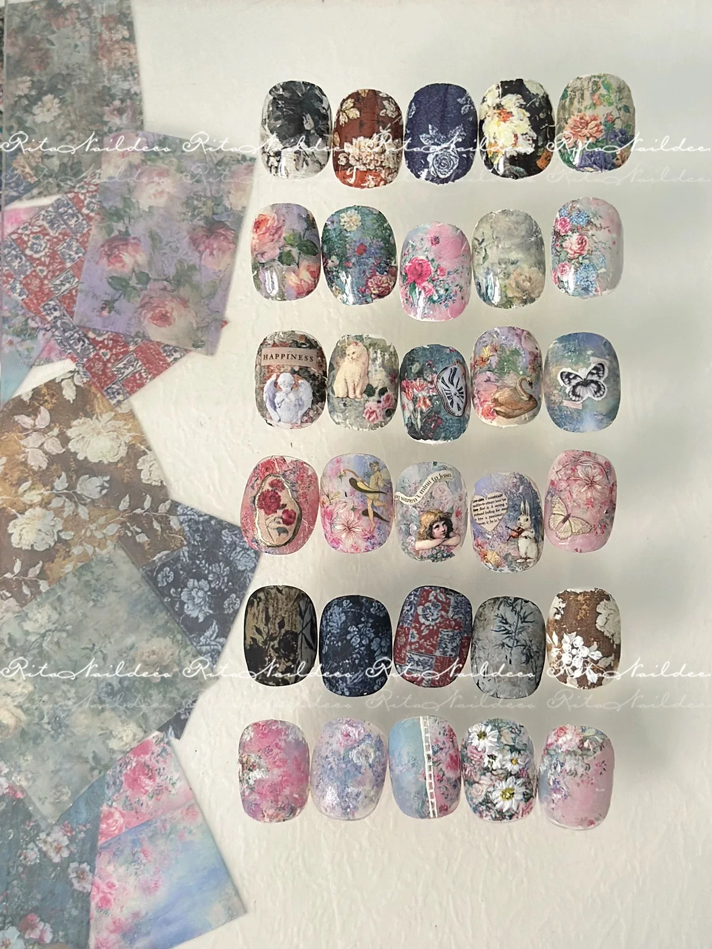 30 Blatt Barocke Spitzen-Nagelfolien Nicht-Klebende Nagelkunst-Aufkleber Streifen Schwarz DIY Transfer-Abziehbilder Weiße Nageldekoration – Detail 4