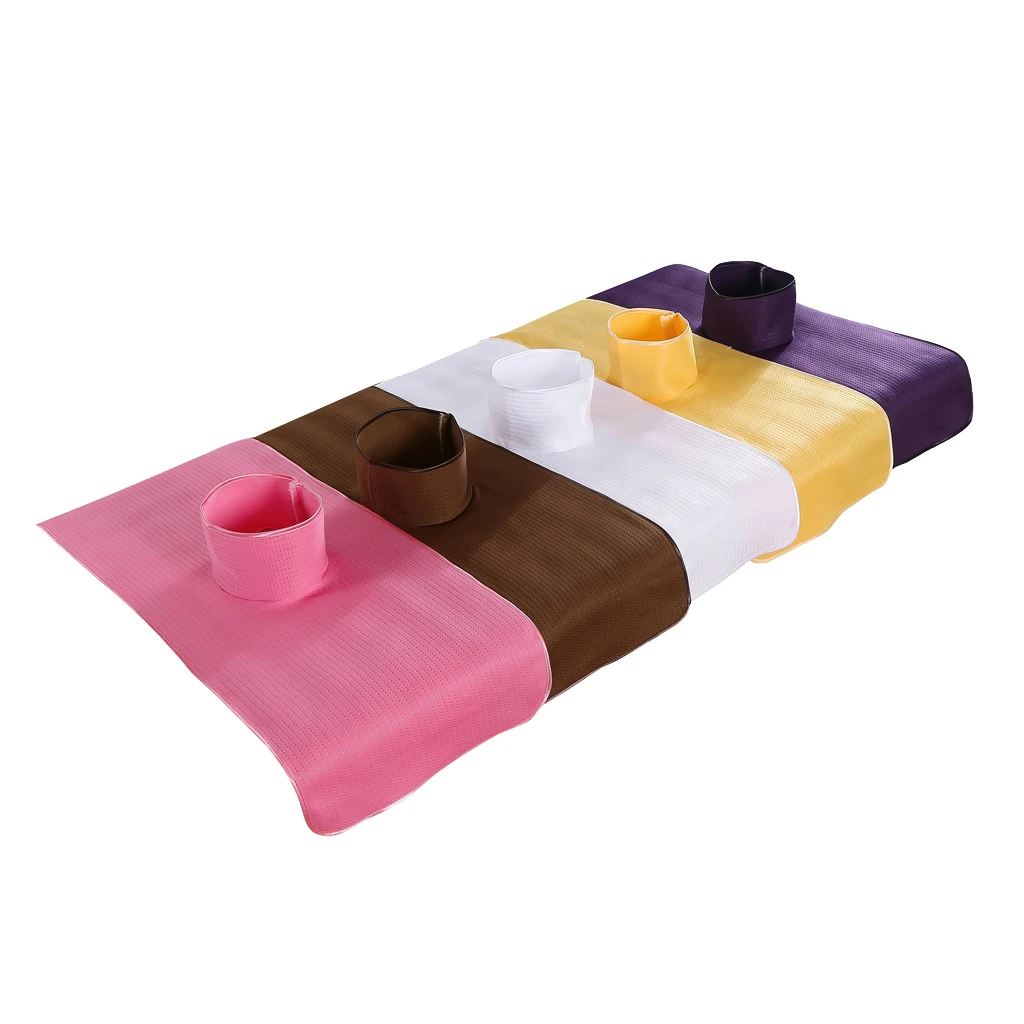 Spa Massage Bed Cover Adjustable Margin Polyester Satin Stripe Breathable Hole for Beauty Salons