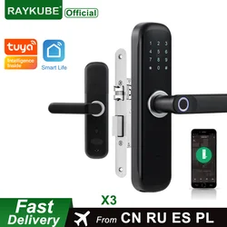 Wifi Tuya Smart Door Lock Fingerprint IC Card Password Keyless Phone APP sblocca da remoto diverse dimensioni blocco da infilare nero X3