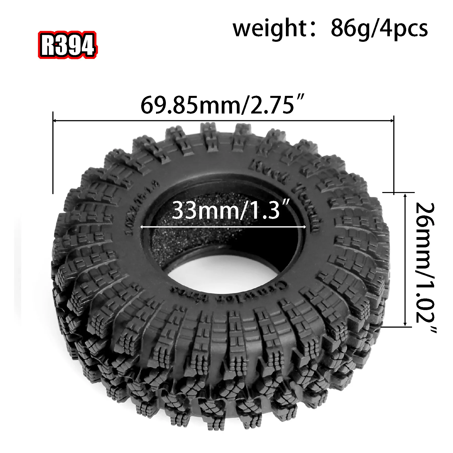 RED SPIDER 4Pcs 1.3 In Soft Rubber RC Crawler Tires Rock Terrain Tyres for 1/18 TRX4M 1/24 SCX24 Ascent‑18 RC Car Upgrade Parts