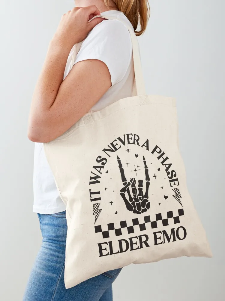 Elder Emo Rock On Skeleton Checkerboard Tote Bag eco bag folding personalized tote bag luxury women