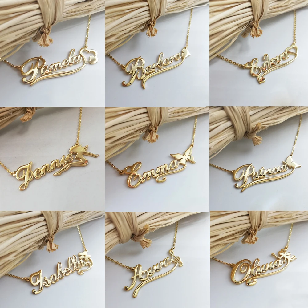 Customized Stainless Stell Butterfly Name Necklace For Women Girl Personalized Nameplate Chain Pendant Jewelry Gift