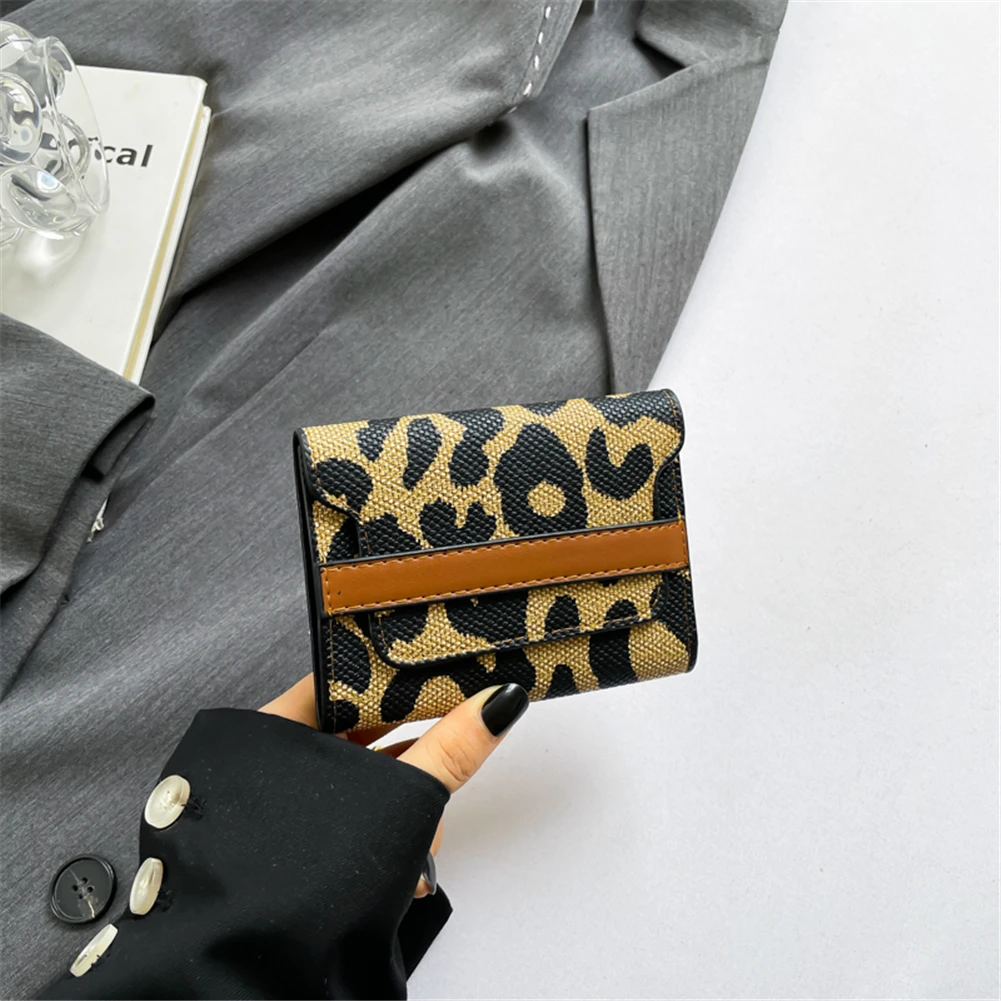 Mini  Purse Tri-folded Wallet Lightweight Leopard Print  Wallet PU Leather Card Bag Fashion Clutch Bag