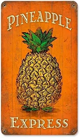 Y1,Tin Signs Vintage Pineapple Metal Sign 8 w x 12 h Inch Poster Plate for Cafe Room Pub Restaurants Home Shop Wall Decor-alumin