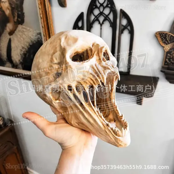 3D Gothic Screaming Demon Skull Sculpture,Horror Skull Statue Ornament,Dark Gothic Home Bar Halloween Tabletop Decor Figurine