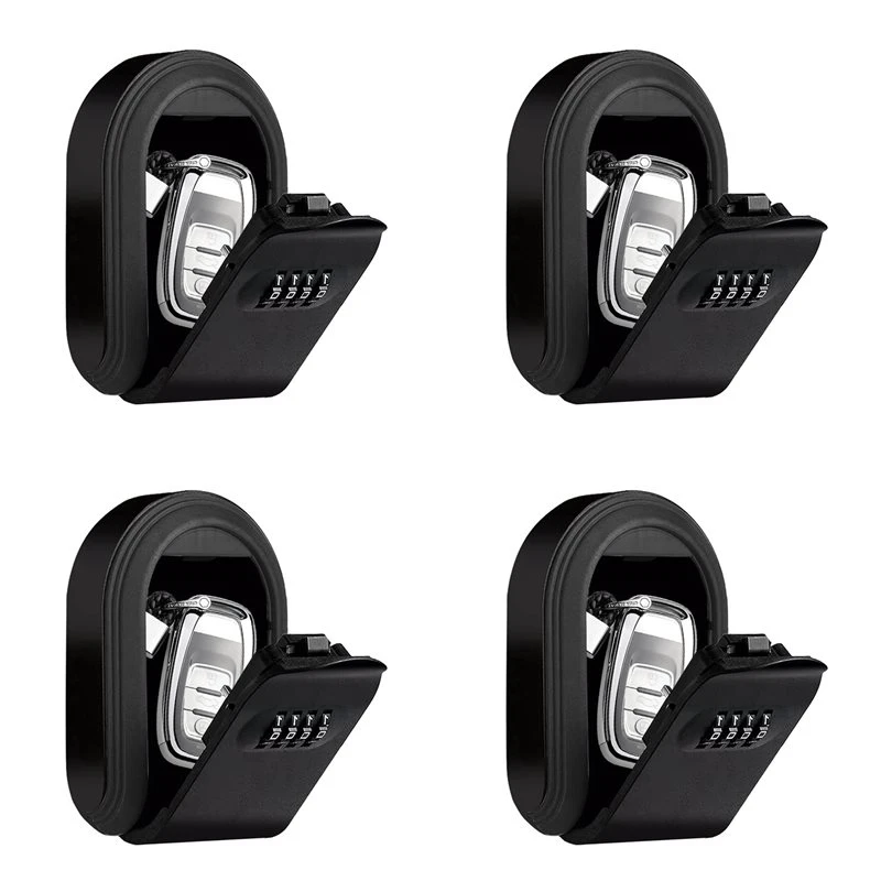 4X Magntic Key Lock Box With 4 Digit Combination Lock Hider Under Car, Magnetic Key Holder For Indoors, Outdoor Travel B-ELEC