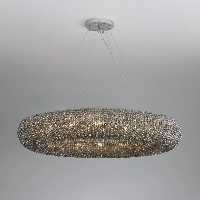 American retro smoke gray crystal chandelier living room bedroom export European and American soft decoration light luxury simpl
