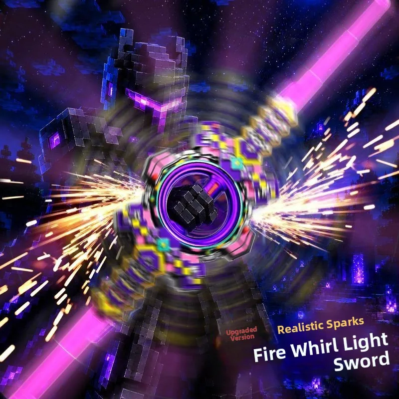 Cool Double-Edged Laser Sword Toy for Boys Glowing Rotating Bearing Sound Effect Boys Gifts Twisted Flame Sword Toys Plastic ...