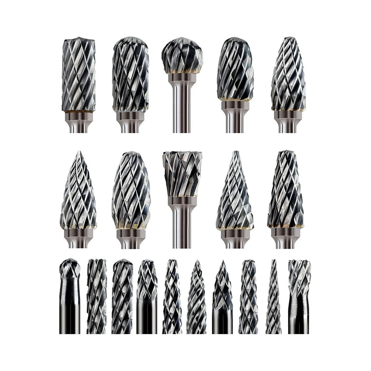 ABNC-Karbür Çapak Seti, 20 ADET Kalıp Öğütücü Döner Aracı Törpü Ahşap Oyma Uçları Aksesuarları Ekleri Metal Taşlama Gravür