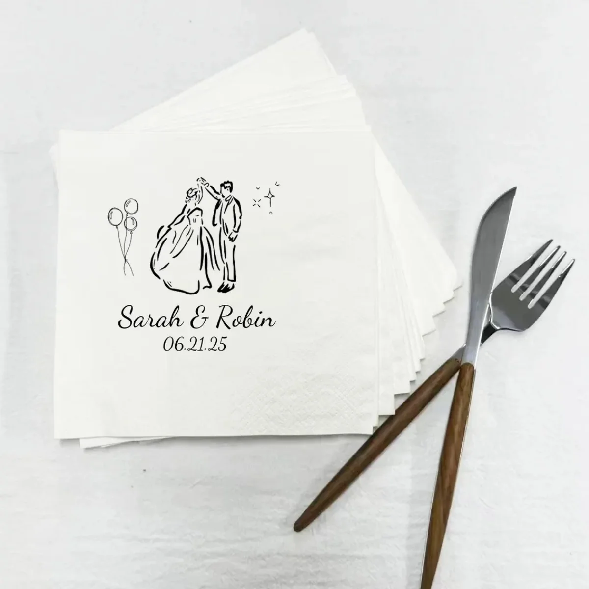 

50pcs Bulk Custom Wedding Napkin, Personalized Cocktail Napkins, Engagement Party Napkins, Anniversary Napkins, Wedding Receptio