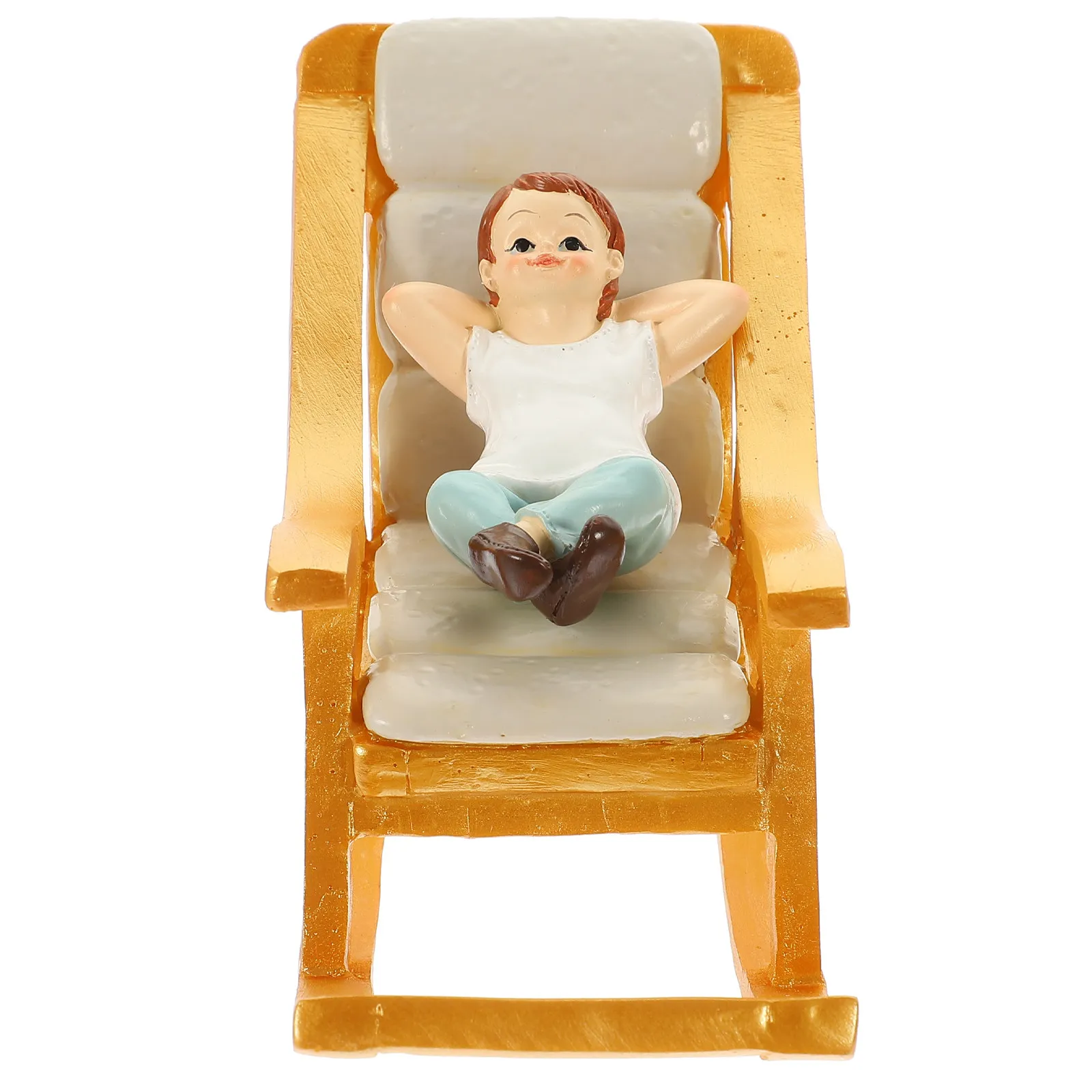 

Miniature Rocking-Chair Resin Vintage Style Mini House Decoration Desktop Landscape Ornament Miniature Rocking-Chair