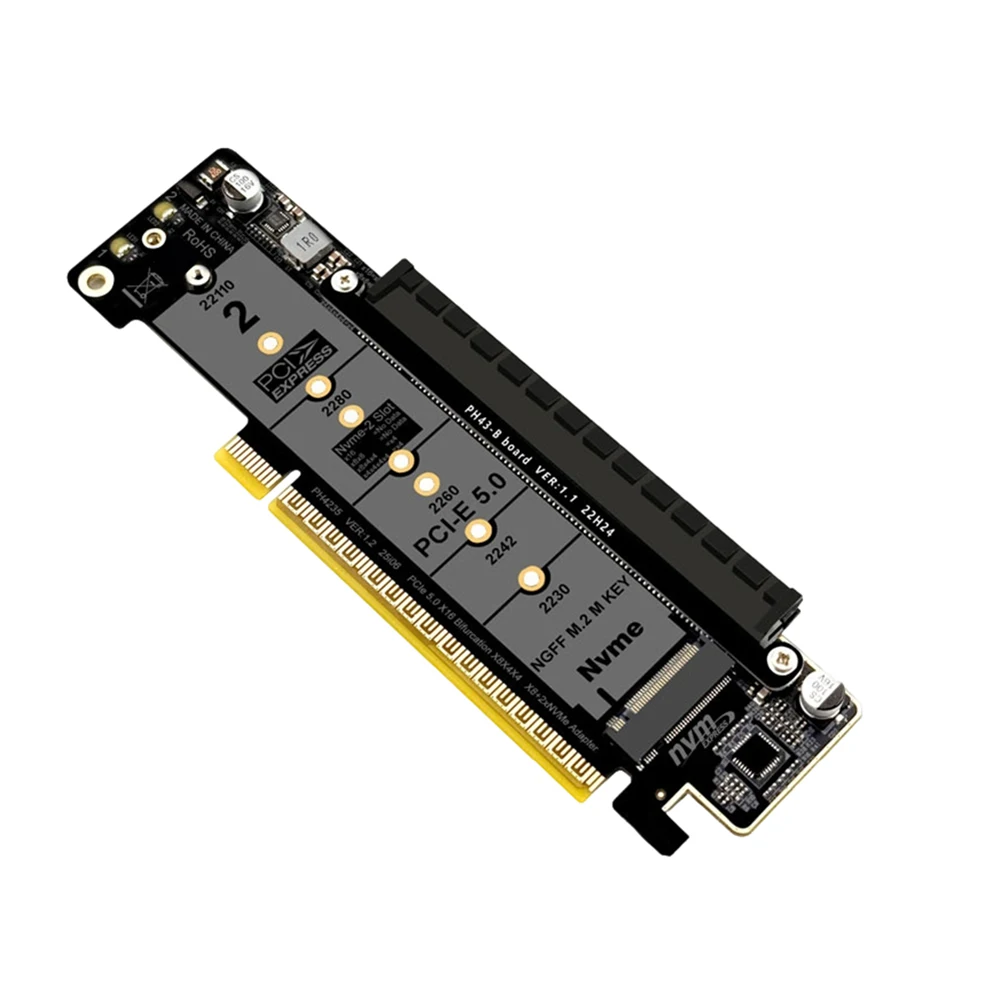 

Pcie X16 To X8/X4/X4 Splitter Card M. 2 Nvmex2 Input Port Expansion Adapter For Ssds 2280/2260/2242/2230