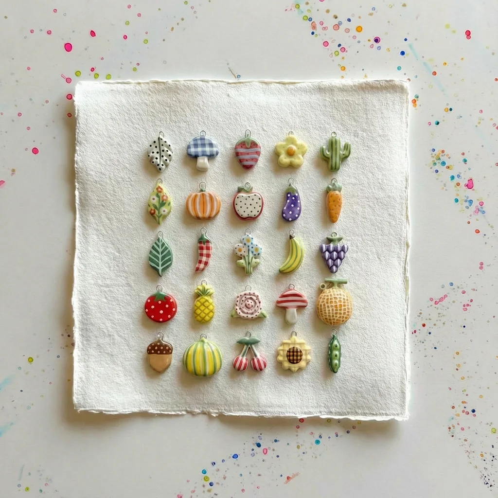 5Pcs Ins Cottagecore Fruit Vegetable Charms Leaf Pumpkin Strawberry Cactus Carrot Chili Cherry DIY Jewelry Making Accessories