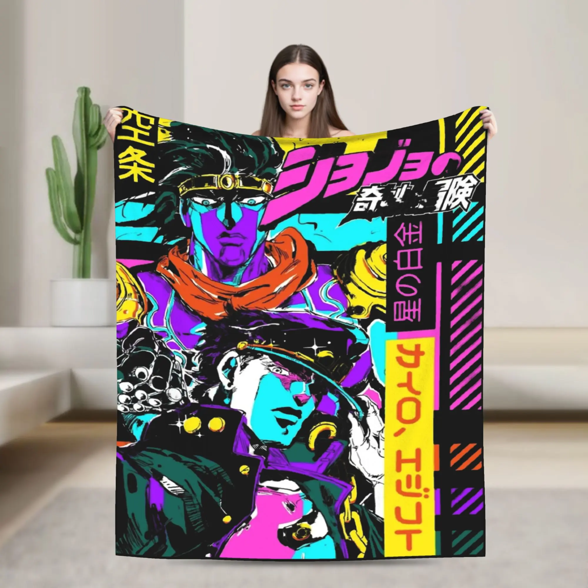 JOJOS Bizarre Adventure Anime Blanket Super Soft Warm Kujo Throw Blankets for Bed 50x60 Inch Multi-size Plush Thin Quilt