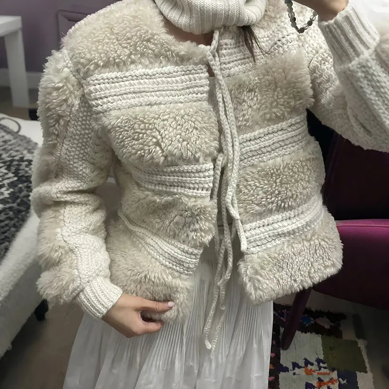 

Faionable осенне-зимнее вязаное пальто из искусственной шерсти с крючками, женская верхняя одежда Thiened Long Sve Other Mat...