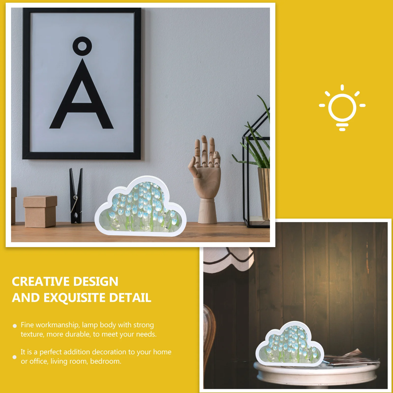 1 set 1 set a forma di nuvola tulipano all'interno della lampada da notte camera da letto luce decorativa bagliore caldo estetica regalo per interni domestici