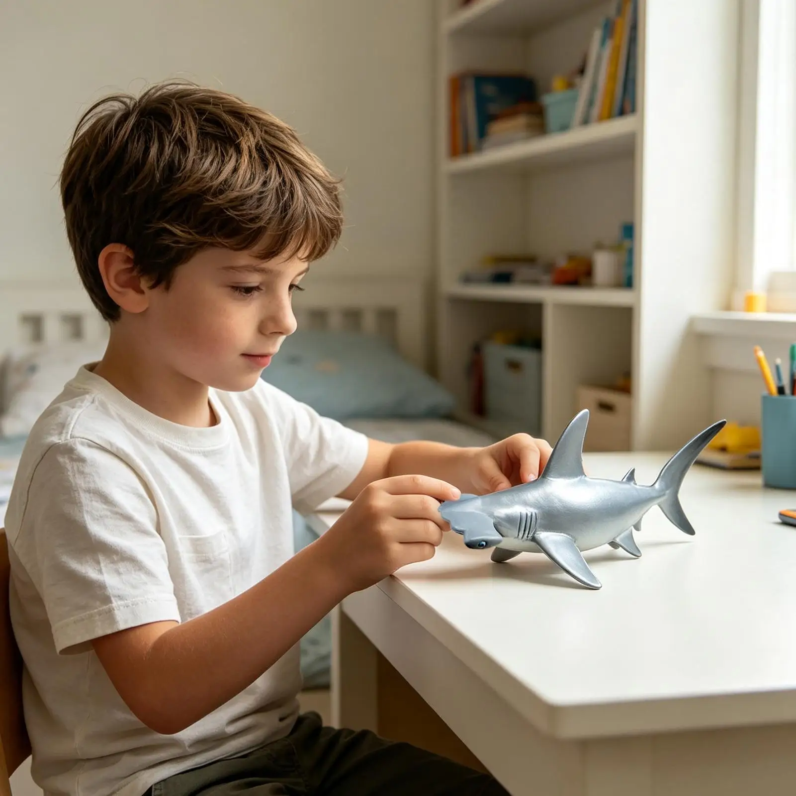 Shark Toys Realistic Educational Hammerhead Shark Table Decoration Sea Animal Table Figurines For Bathtub Pool Beach Sandbox