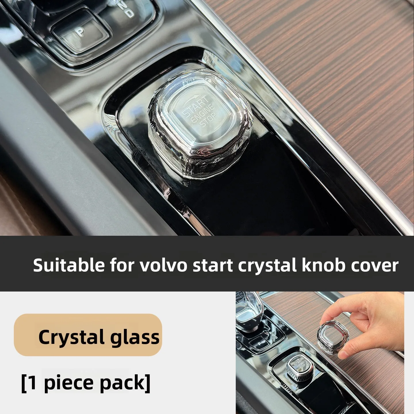 

Car Crystal Glass Decorative Lid Start Crystal Knob Decoration Cover for Volvo XC60 V60 S60 XC90 V90 S90 Power Botton Cover