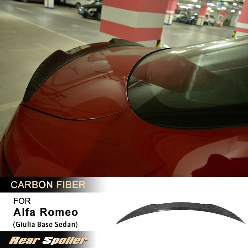 Car Rear Trunk Spoiler Wings for Alfa Romeo Giulia Base Sedan 4-Door 2015-2017 Rear Spoiler Boot Lid Wing Lip Carbon Fiber FRP