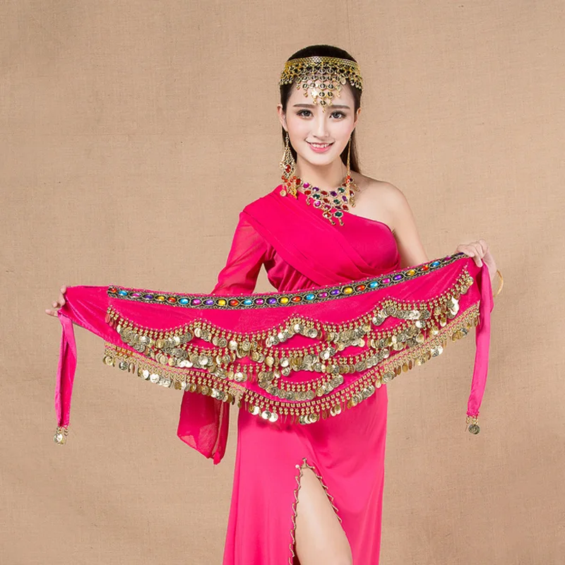 

Basic Practice of Belly Dance Waist Chain Colorful Diamond Tower Waist Chain Arm Scarf Nile Dance Indian Dance
