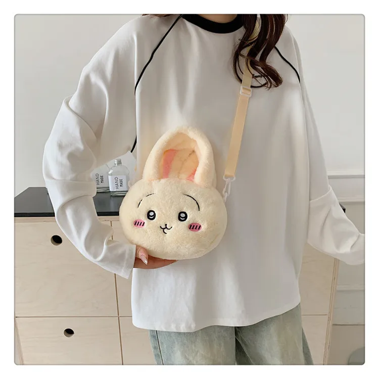 Minso-Sac à bandoulière en peluche USAGI, sac de dessin animé mignon Kawaii, sac à main de petite taille, accessoires d'anime, sac de détermination initié, cadeau