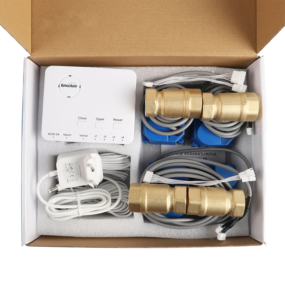 

Детектор утечки водопроводных труб, простая установка, с четырьмя клапанами DN15 DN20 DN25 и четырьмя датчиками воды 6 м для безопасности умного дома