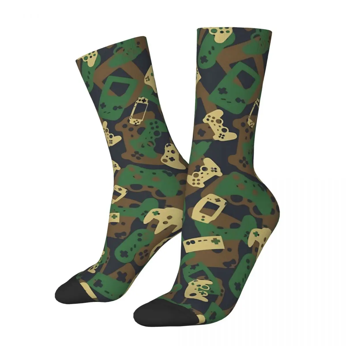 Gamer Camo Woodland Game Controller Socks Sports 3D Print Boy Girls Mid-calf Sock