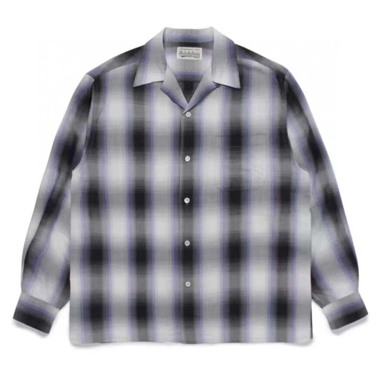 WACKO MARIA CHECK Open Collar Shirt 22SS Hawaiian Long Sleeve Retro Shirt for Men