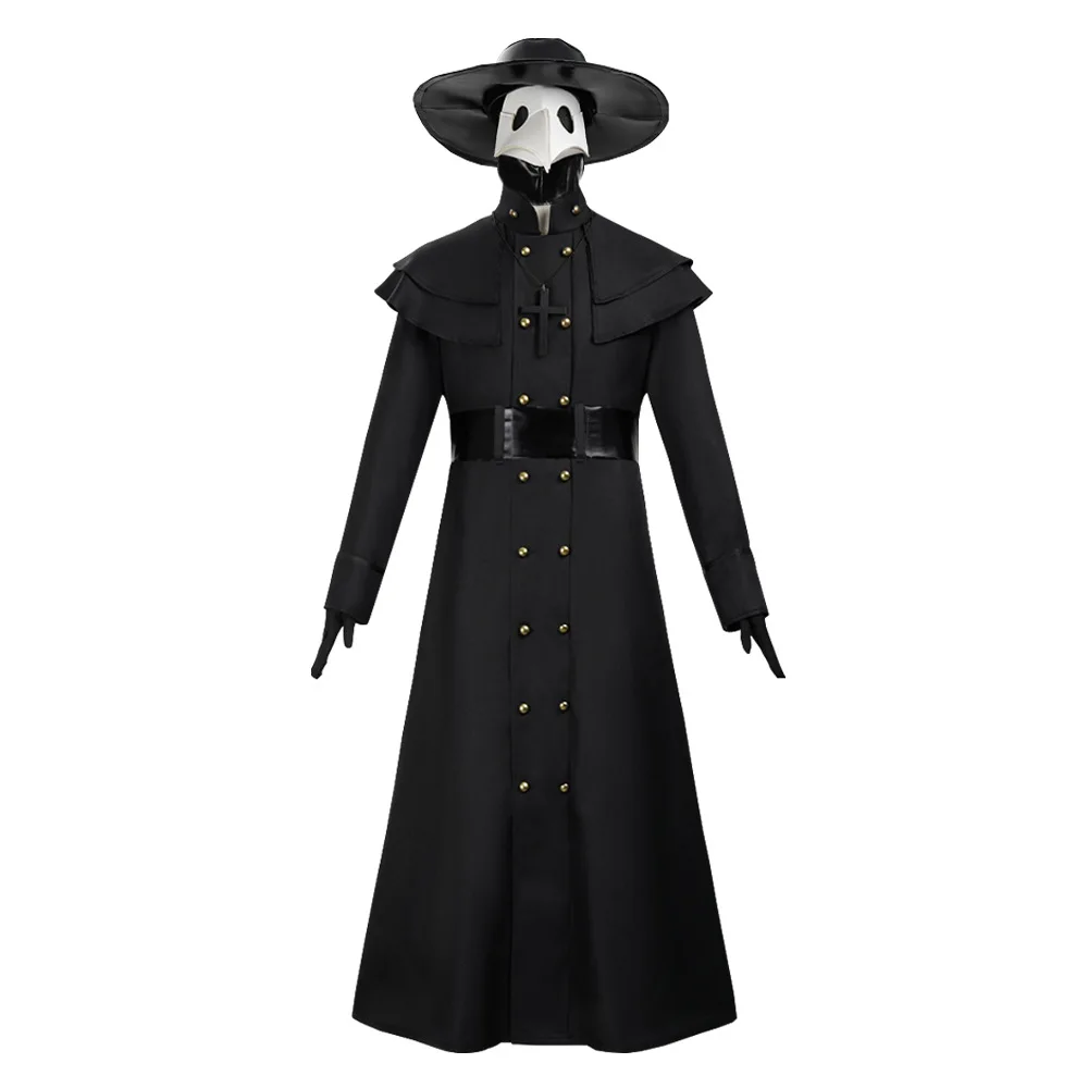 Disfraz de Doctor de la Peste Europeo de Estilo Steampunk Medieval para Adultos de Halloween con Pico y Máscara de Nariz Larga de Cuervo