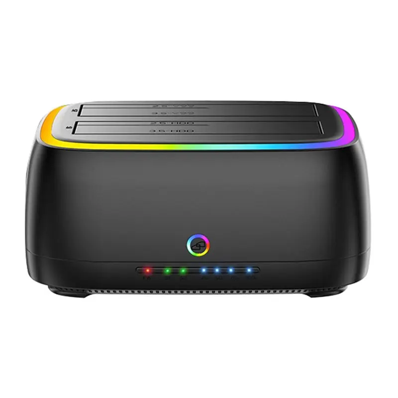 

Advanced Offline Copy Dual-Bay RGB Hard Drive Station USB3.0 To SATA Type-C HDD Docking Station For 2.5/3.5 Inch HDD/SSD US US P