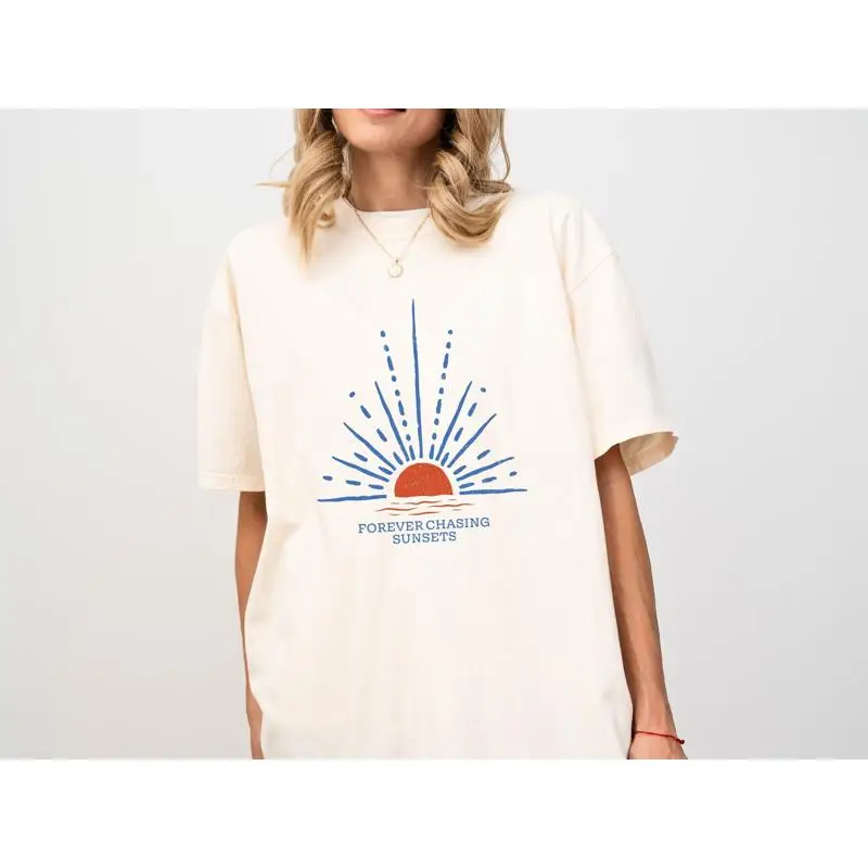 Forever Chasing Sunsets Camiseta SunseT Summer Beach Retro SweaT Mujer para vacaciones