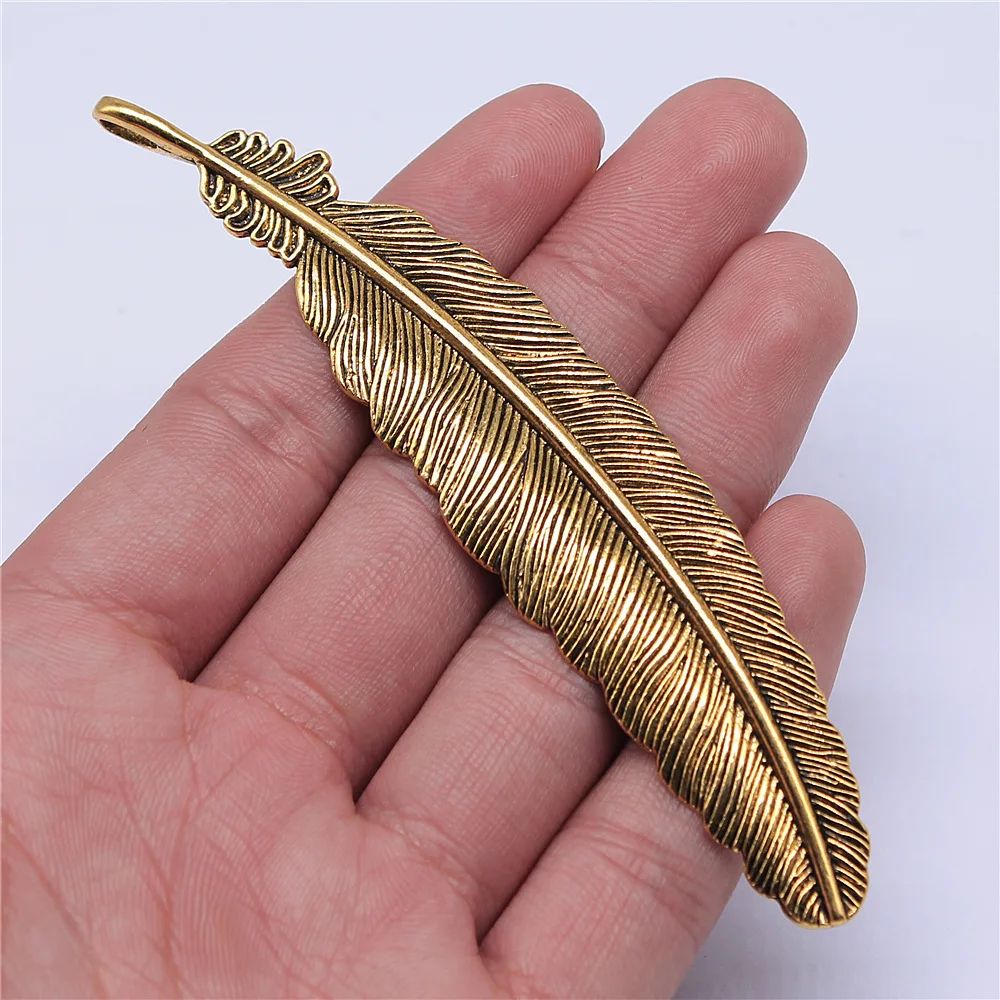 10pcs Feather Charms For Jewelry Making Antique Bronze Silver Color Pendants DIY Crafts Making Findings Handmade Jewelry