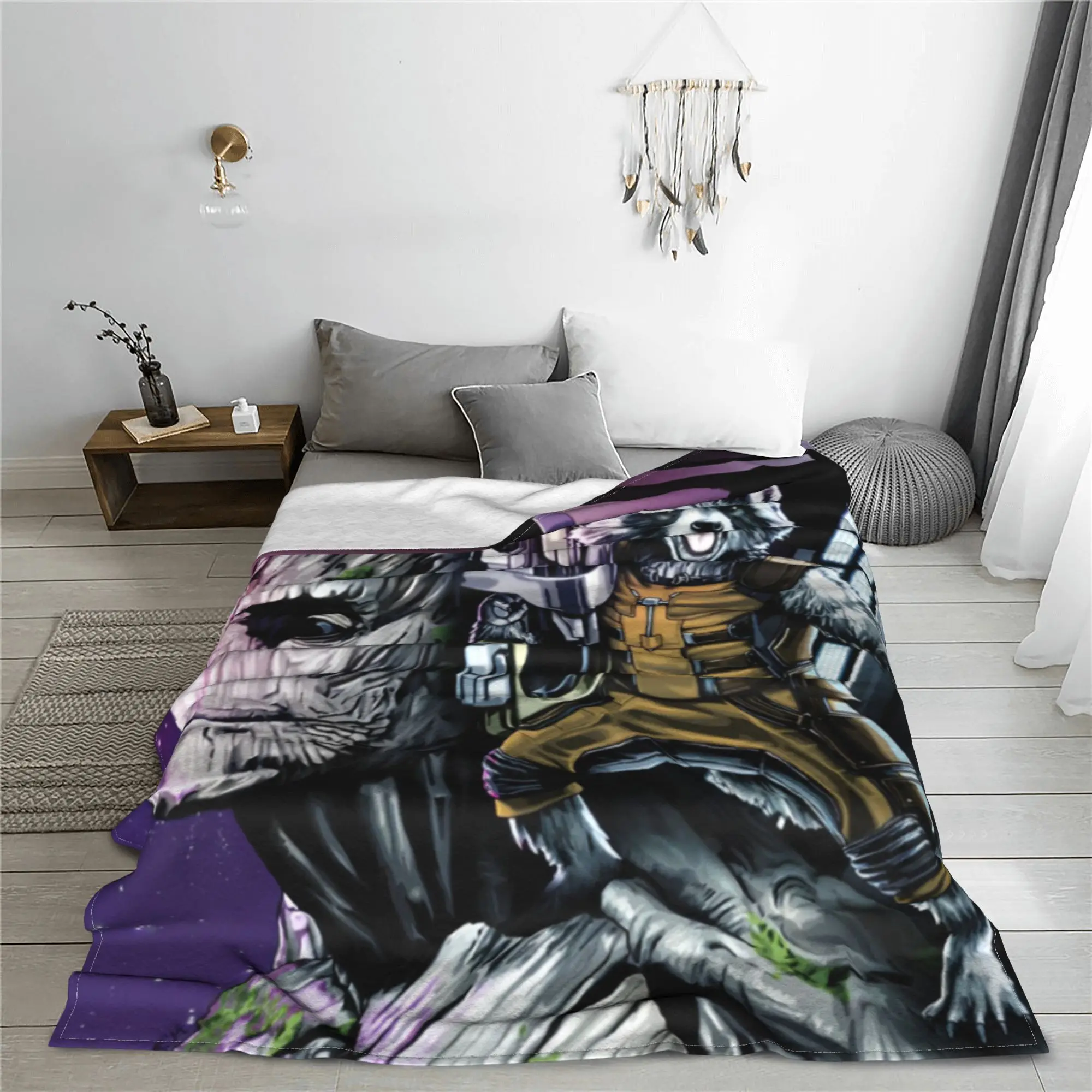 Guardians of the Galaxy Groot Blanket Flannel Rocket Raccoon Soft Throw Blanket for Outdoor Bedroom Sofa Plush Thin Quilt