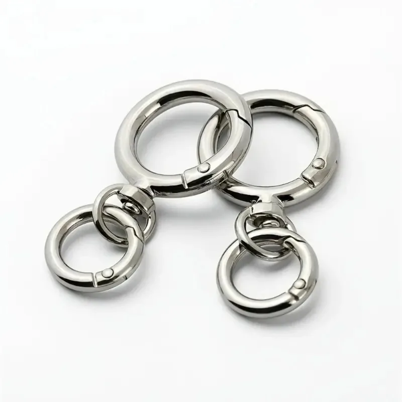 2Sets Round Spring Snap Carabiner Clip O Rings Swivel Trigger Hook Metal Clasps Keychain for Handbag Lanyards DIY Crafts